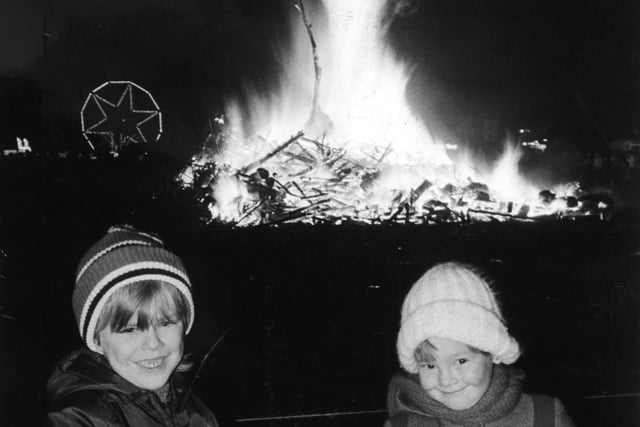 These youngsters let off their sparklers at the East End Park Community Association bonfire in November 1981.