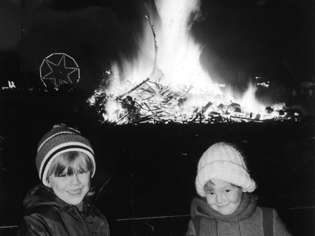 These youngsters let off their sparklers at the East End Park Community Association bonfire in November 1981.