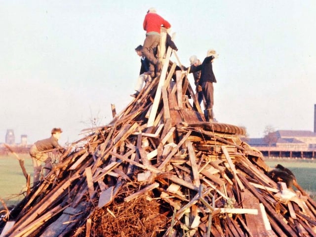 November 1961 and the bonfire is made ready at Morley Cricket, Bowling and Athletic Club.