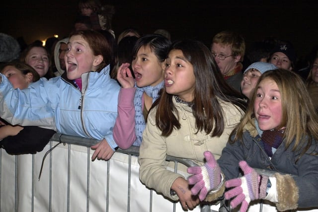 November 2003 and youngsters watch the fireworks on Soldiers Field, Roundhay.