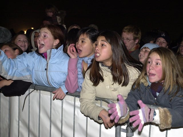 November 2003 and youngsters watch the fireworks on Soldiers Field, Roundhay.
