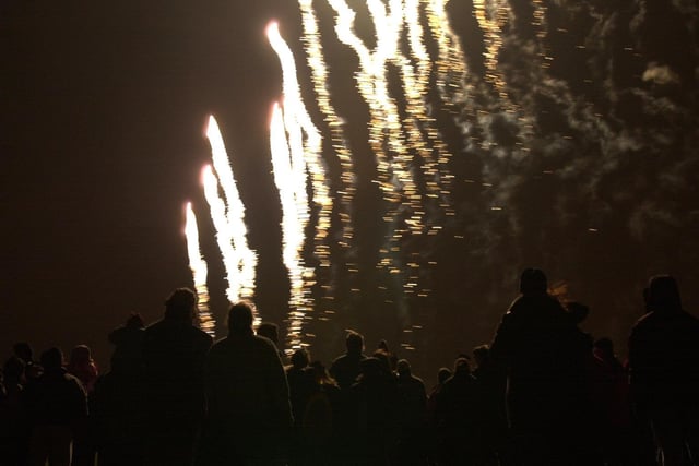 Spectators enjoy the fireworks at Bramley Park in November 2001.