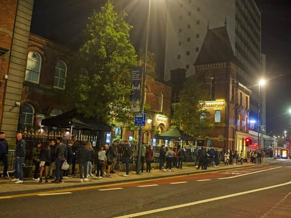 Huge queues were spotted outside the headrow Wetherspoons