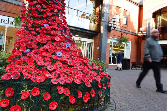 Last year, 2019, shoppers could admire the cascade of red poppies on display at The Galleries shopping centre, Wigan.