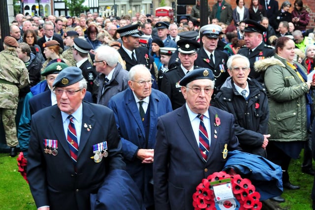Remembrance Sunday at Wigan war memorial - an impressive turnout from the people of Wigan in 2015.