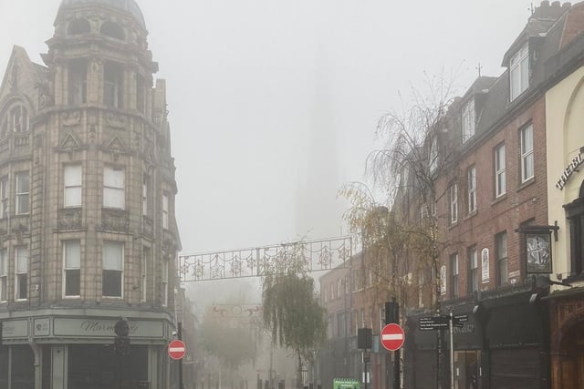 Can you spot Wakefield Cathedral peeking through the fog?