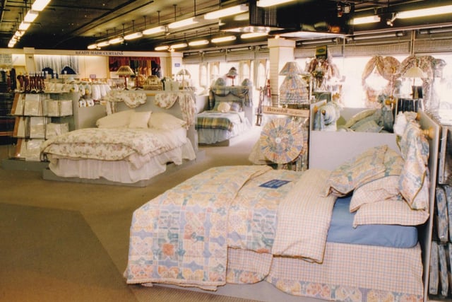 The store offered a selection of ready made curtains as well as bed spreads and lamp shades.