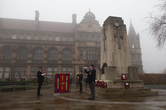 Bugle players played The Last Post ahead of the two minute's silence at 11am.
