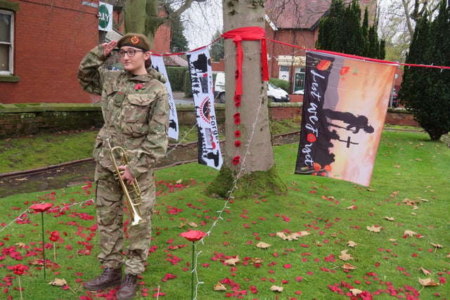 Poppy Taylor, who played The Last Post for residents at The Conifers Care Home, Thornton