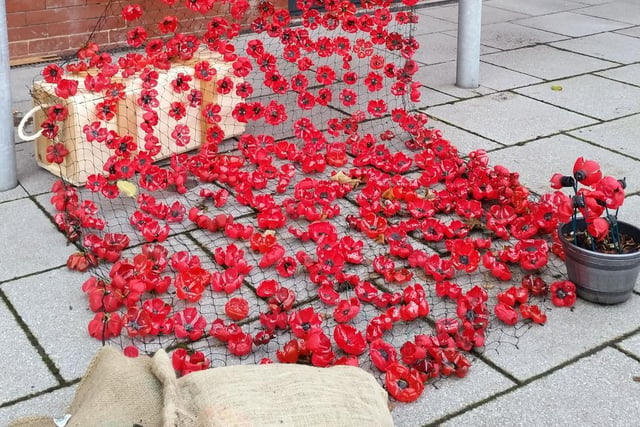 A fall of poppies at Blackpool Carer's Centre. Photo by Rosemary Campbell