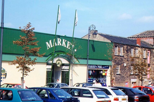 The Hope Street entrance to Morley Market, seen from the car park across the road in September 1999.