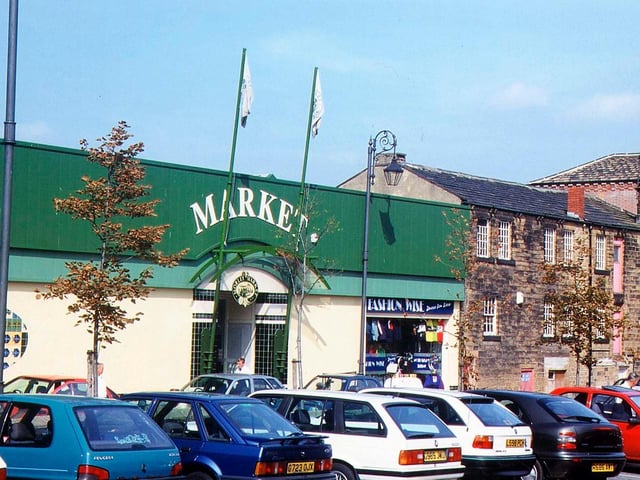 The Hope Street entrance to Morley Market, seen from the car park across the road in September 1999.