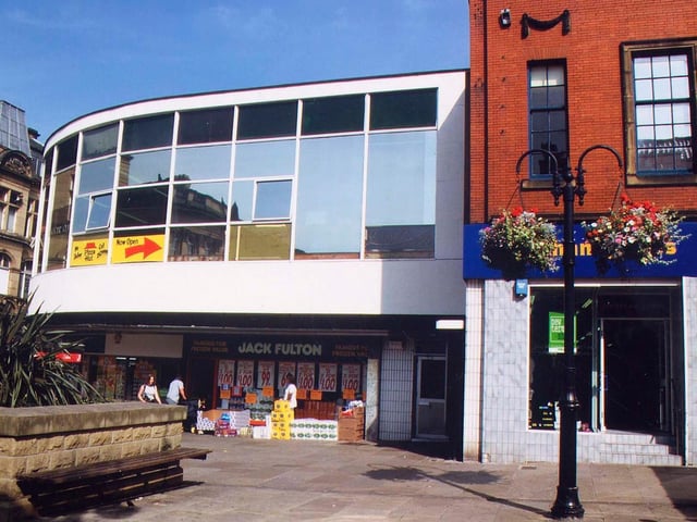 The former Co-op buildings on Queen Street. In the centre is the 1957 Society House, now home to Jack Fulton frozen foods among others.