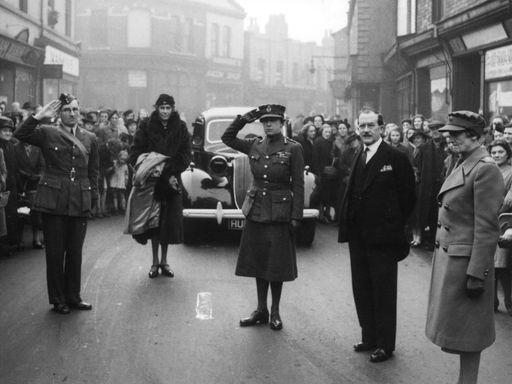 A photograph showing the public gathered to see The Princess Royal in Castleford in the early 1940s - local communities were involved in fund raising for the war effort