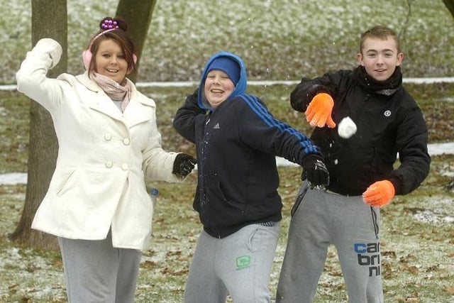 Becky Going, Daniel Going and Ryan Holt having fun in the snow