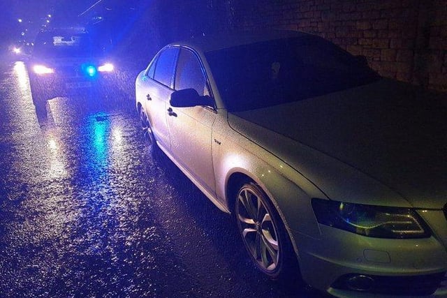 Parliament Street Lancaster... Chap buys an Audi S4 today.. lovely.. however takes it for a spin tonight in dreadful weather, driving as if using Scaletrix without letting go of the trigger.. Oops! We're behind him!! Car seized under Police Reform Act..