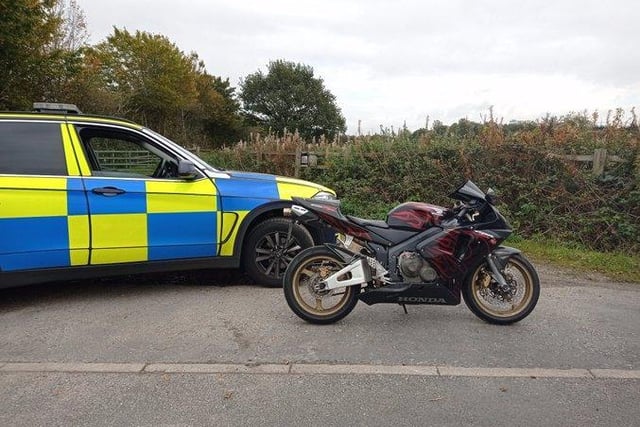This motorbike drew attention due to a noisy exhaust and when checked had no insurance much to the apparent surprise of its rider.  Motorbike seized and rider reported for the offence.