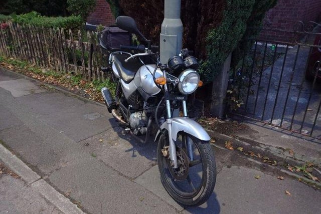 Motorbike stopped as it sounded a bit noisy.   Apart from the exhaust held on by some plastic ties, the centre stand was held on by a metal key chain causing it to rub on the motorcycle chain....PG9 issued