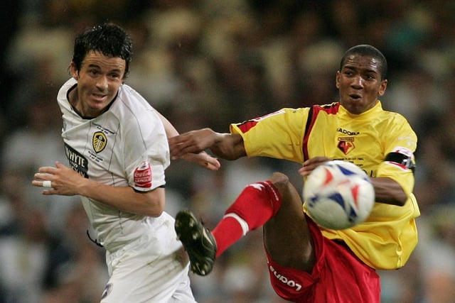 Gary Kelly battles for the ball with Watford's Ashley Young during the Coca-Cola Championship play-off final at the Millennium Stadium, Cardiff, in May 2006.