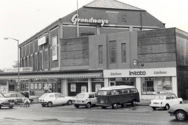 The former Glen Royal cinema is tucked away behind other businesses and is itself a supermarket. Pictured in October 1986.