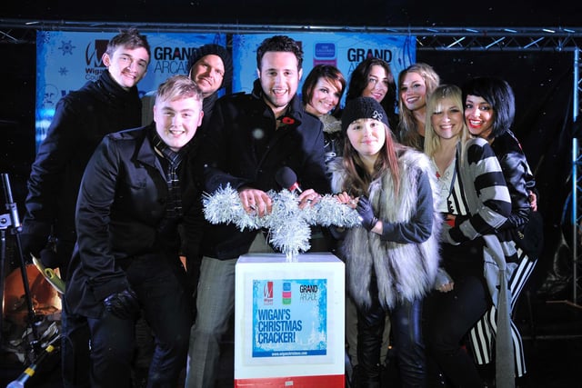 The big switch on lead by former boy band Blue member, singer Anthony Costa, centre, at the Wigan Christmas Lights Switch On, 2010.