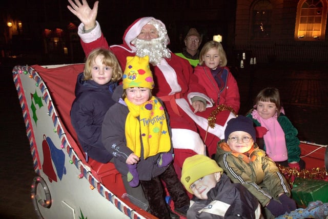 Father Christmas entertains the children at the switch on of Ripon’s Christmas lights back in 2001.