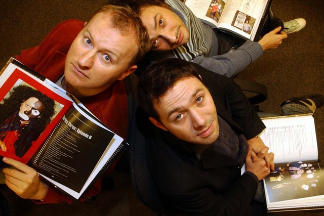 The League of Gentleman sign copies of their new book, Scripts and That, at Borders in Leeds city centre. Pictured from left, Mark Gatiss, Jeremy Dyson and Reece Shearsmith.