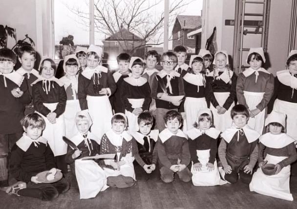 Horbury Clifon Infant School ready for a trip to Clarke Hall in 1985