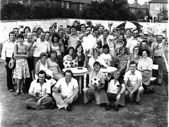 RETRO 1976 - A group of pub regulars enjoy the beer garden during the hot summer of 1976.