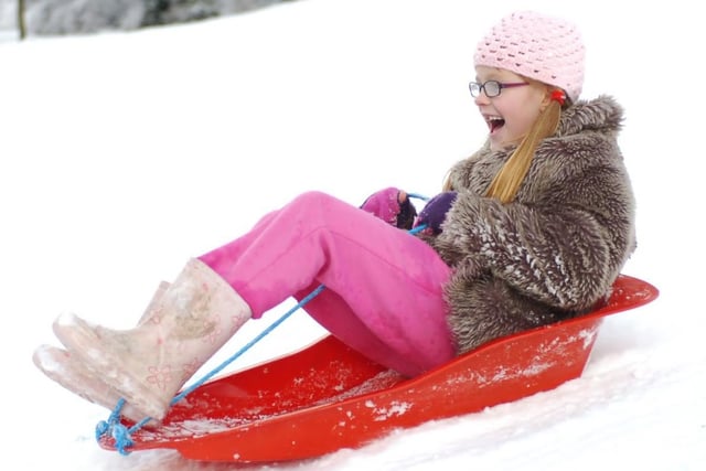 Charlotte Powell, 7, having fun in the snow.