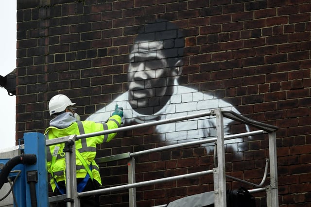 Albert Johanneson, first person of African heritage to play in the FA Cup final in 1965, has been added to the Phillips mural - along with Lucas Radebe (photo: Simon Hulme).
