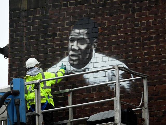 Albert Johanneson, first person of African heritage to play in the FA Cup final in 1965, has been added to the Phillips mural - along with Lucas Radebe (photo: Simon Hulme).