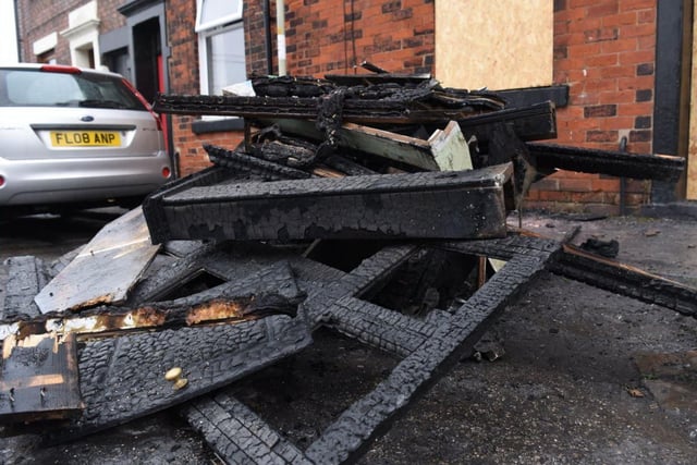 The aftermath of the fire in Boundary Street, Leyland