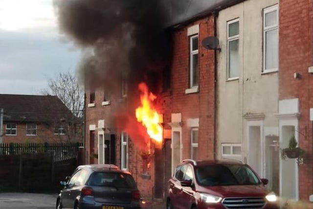 Firefighters had to break the window of the family's car to release the handbrake and move it to safety