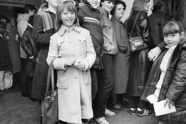 People queuing for the annual Wykebeck Family Allowance Toy Fair held in December 1982. It was an opportunity to buy Christmas toys at reasonable prices thanks to donations by local firms and business fairs including Toy City.