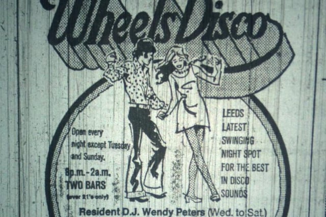 Wheels Disco was marketed as “Leeds’ latest swinging night spot for the best in disco sounds” It was attached to the Windmill Hotel in Seacroft.