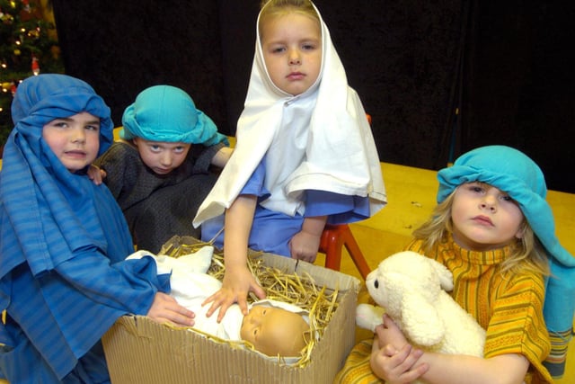 A nativity performance by children at Wheatcroft Primary School.