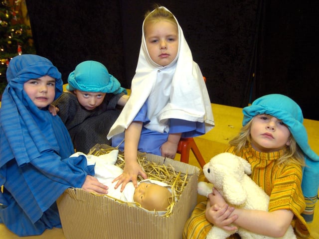 A nativity performance by children at Wheatcroft Primary School.