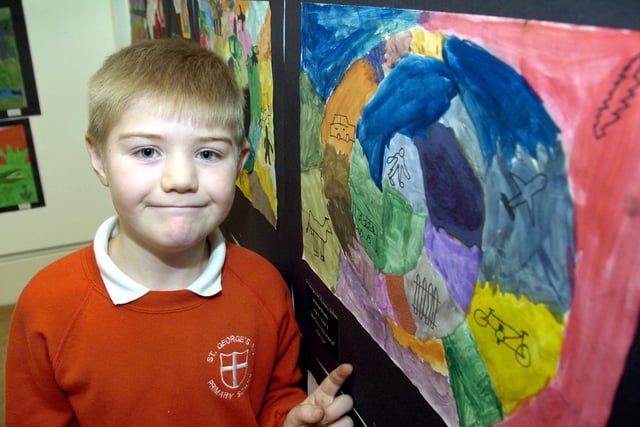 Andrew Bradly from St George’s School pictured with his work at Scarborough Schools art exhibition, at Scarborough Art Gallery.