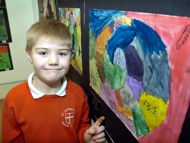 Andrew Bradly from St George’s School pictured with his work at Scarborough Schools art exhibition, at Scarborough Art Gallery.
