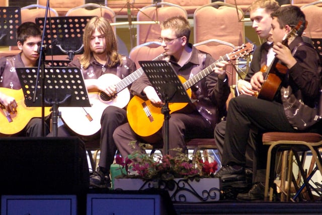 The Scarborough Area Music Centre gala concert – members of the 
guitar ensemble perform on stage.
