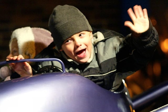 Alex Golding (6) on one of the rides at Normanton's switch on in 2005