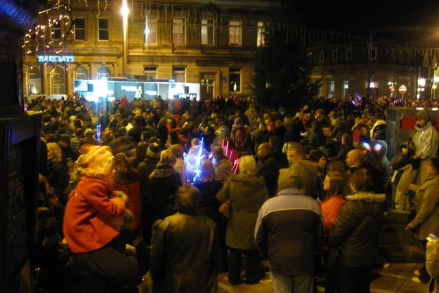 Crowds at the Brighouse Christmas light switch on 2009