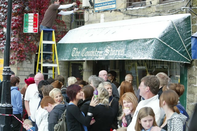 Sainsbury's Christmas TV commercial being shot with famous chef, Jamie Oliver, in Hebden Bridge in 2009.