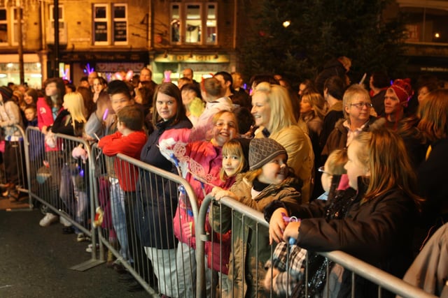 Crowds at the Brighouse Christmas light switch on 2009.
