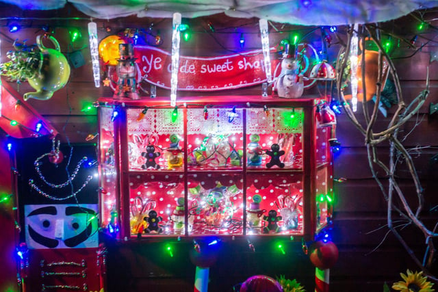 The festive couple have been decorating the Santa’s grotto at their grandchildren’s school for years but due to Covid these plans were cancelled so they wanted to do something different whilst isolating (photo: SWNS)