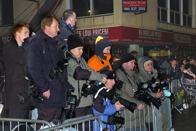 The press await the royal visitors outside the Winter Gardens in 2009