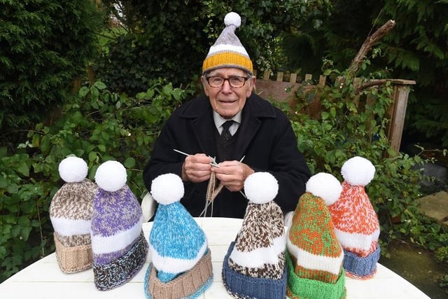 Super-knitter Arthur Wilkinson, 87, has knitted hundreds of hats for charity