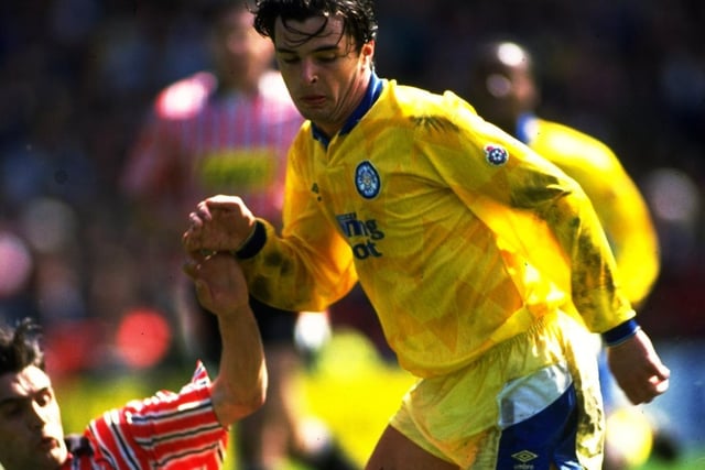 Gary Speed evades a challenge from John Pemberton during the clash with Sheffield United at Bramall Lane in April 1992.
