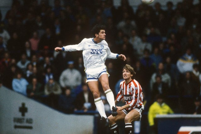 Gary Speed rises during Leeds United's clash with Southampton at Elland Road on Boxing Day in 1992. He scored that day in a 3-3 draw.